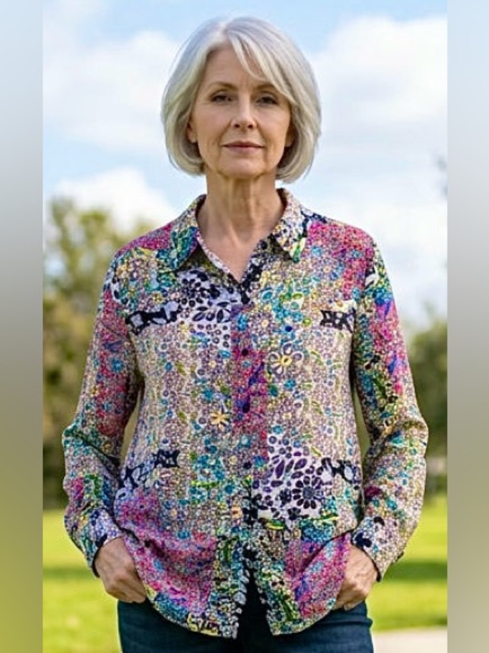 2 for $20 Tops Ladies Button Front Blouse Multicolored Floral Size 1X NWOT